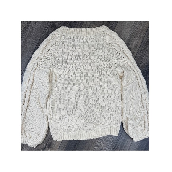 NWT EXPRESS Chunky Cable Knit Sweater Cream Ivory Cotton Size S - Picture 10 of 10